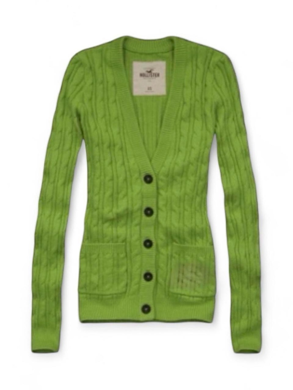 Hollister Vintage Y2K Green Cable Knit Button Up Cardigan S